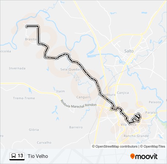 13 bus Line Map