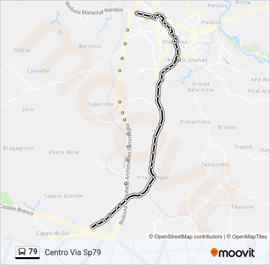 Mapa da linha 79 de ônibus
