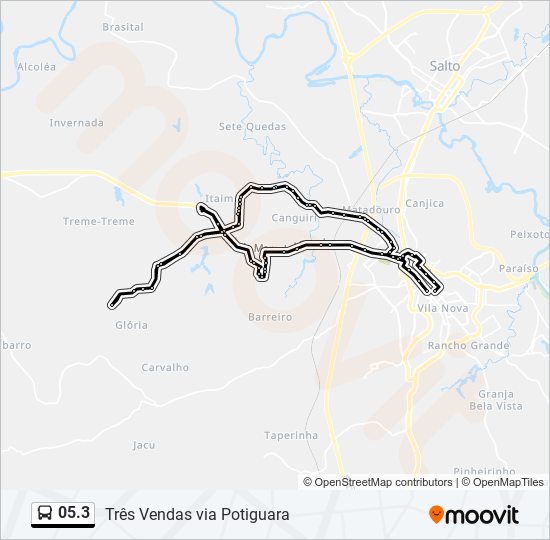 Mapa da linha 05.3 de ônibus