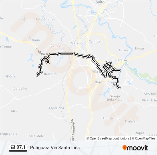 Mapa da linha 07.1 de ônibus