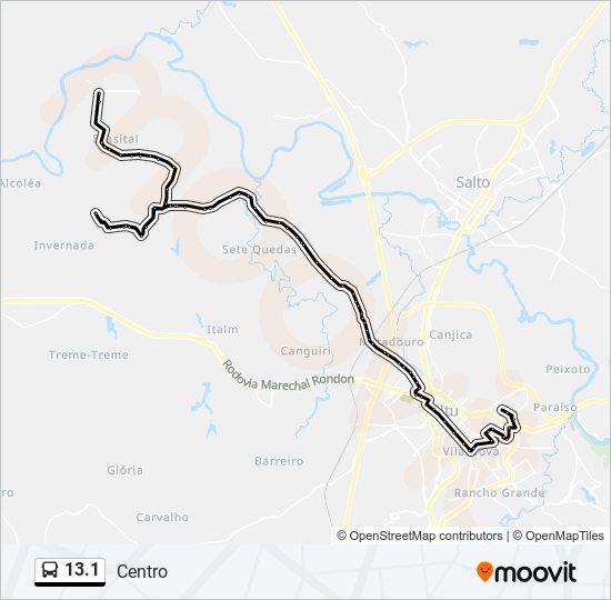 Mapa de 13.1 de autobús