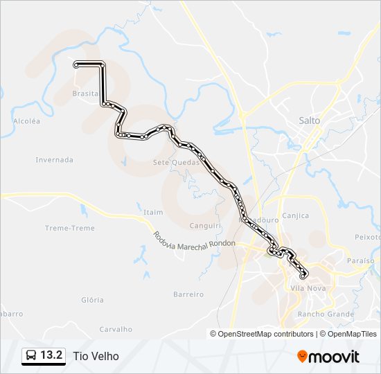 Mapa da linha 13.2 de ônibus