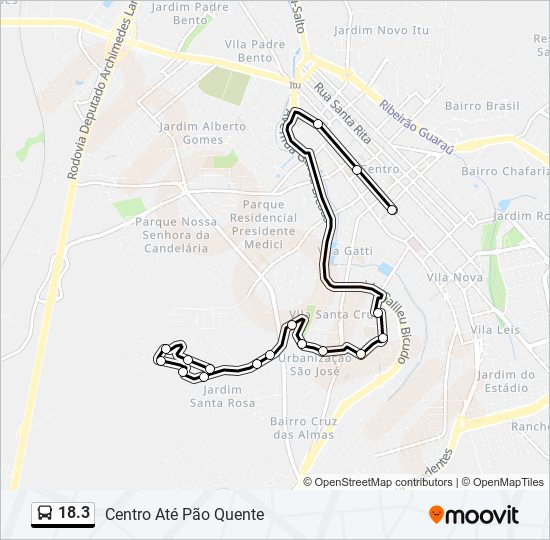 Mapa da linha 18.3 de ônibus