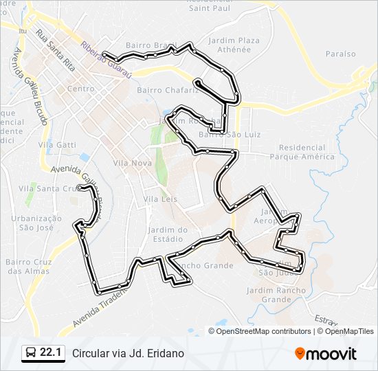 Mapa da linha 22.1 de ônibus