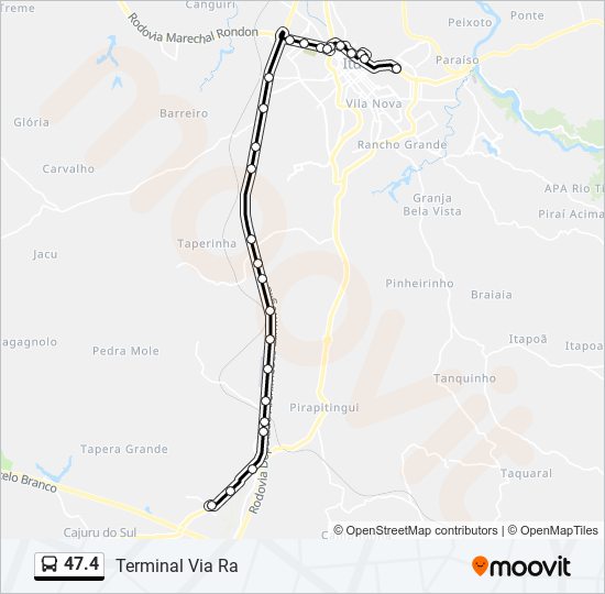 Mapa da linha 47.4 de ônibus