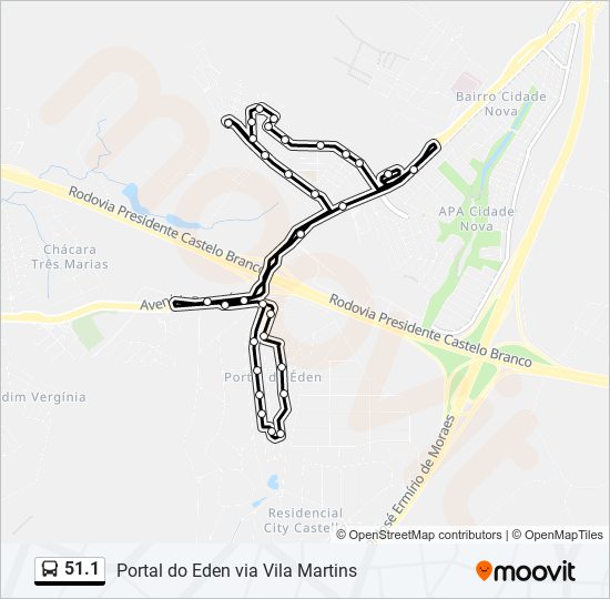 51.1 bus Line Map