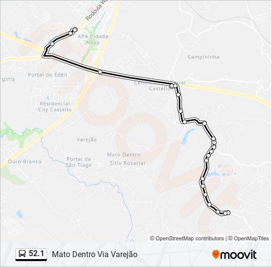 Mapa da linha 52.1 de ônibus