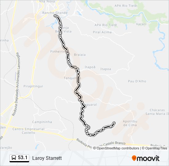 Mapa de 53.1 de autobús