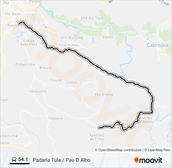 Mapa da linha 54.1 de ônibus