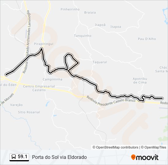 Mapa da linha 59.1 de ônibus