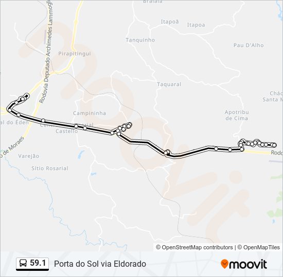 Mapa da linha 59.1 de ônibus