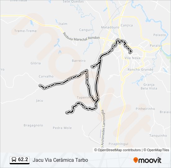 Mapa da linha 62.2 de ônibus