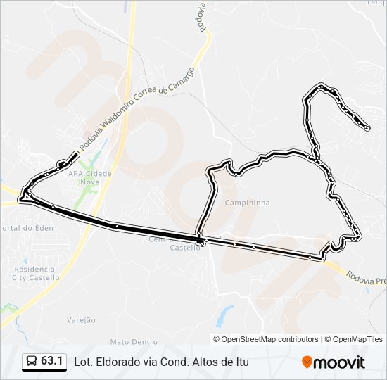 Mapa da linha 63.1 de ônibus