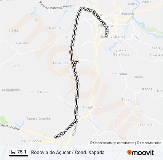 75.1 bus Line Map