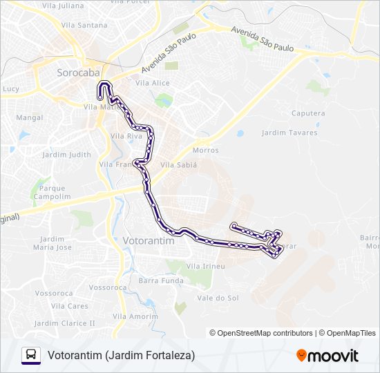6311EX1 VOTORANTIM - SOROCABA bus Line Map