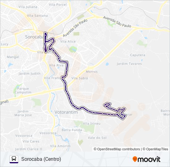 6311EX1 VOTORANTIM - SOROCABA bus Line Map