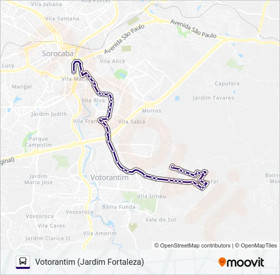 6311EX1 VOTORANTIM - SOROCABA  Line Map