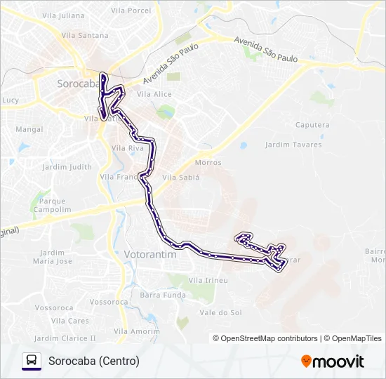 6311EX1 VOTORANTIM - SOROCABA  Line Map