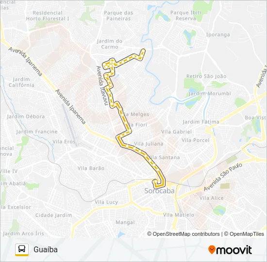 57 GUAÍBA Bus Line Map