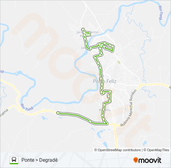 Mapa da linha 200 BAMBU II de ônibus