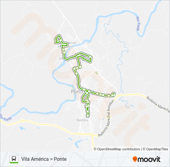 Mapa de 300 PONTE I de autobús