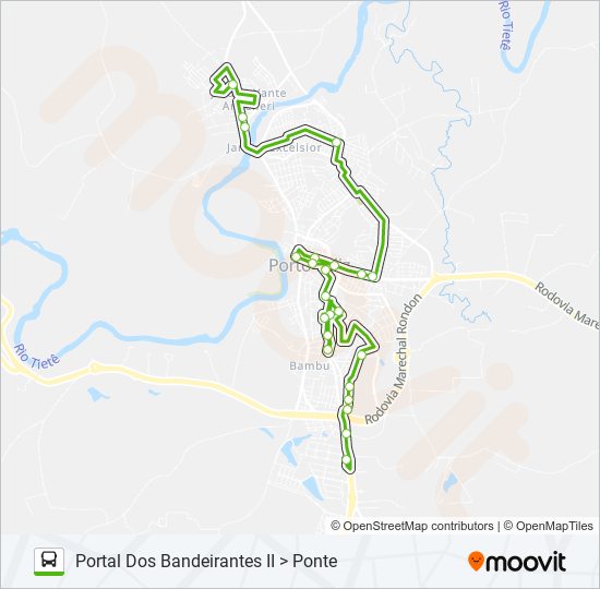 900-1000 PONTE / PORTAL DOS BANDEIRANTES II bus Line Map