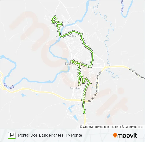900-1000 PONTE / PORTAL DOS BANDEIRANTES II Bus Line Map