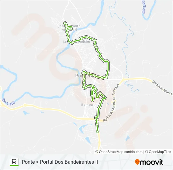 900-1000 PONTE / PORTAL DOS BANDEIRANTES II Bus Line Map