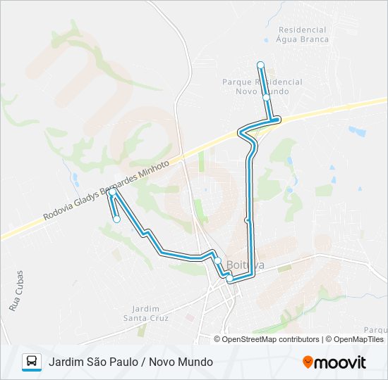 001 JARDIM SÃO PAULO / NOVO MUNDO bus Line Map