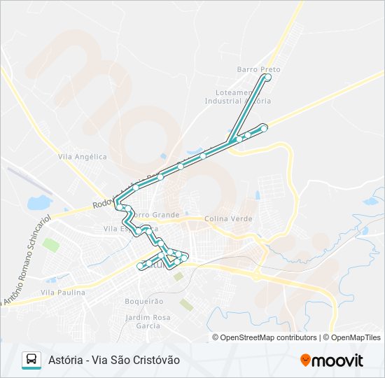 Mapa da linha L08 SÃO CRISTÓVÃO / ASTÓRIA de ônibus
