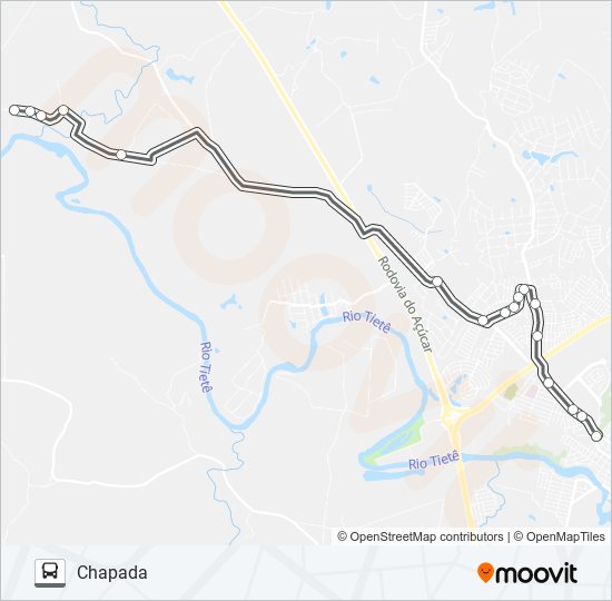 Mapa da linha 022 CHAPADA de ônibus