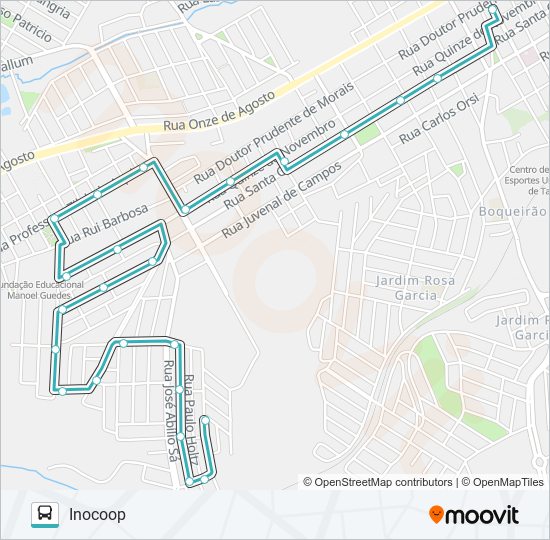 Mapa da linha L04 INOCOOP de ônibus