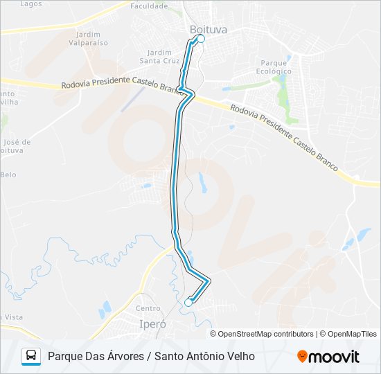 Mapa de 015 PARQUE DAS ÁRVORES / SANTO ANTÔNIO VELHO de autobús