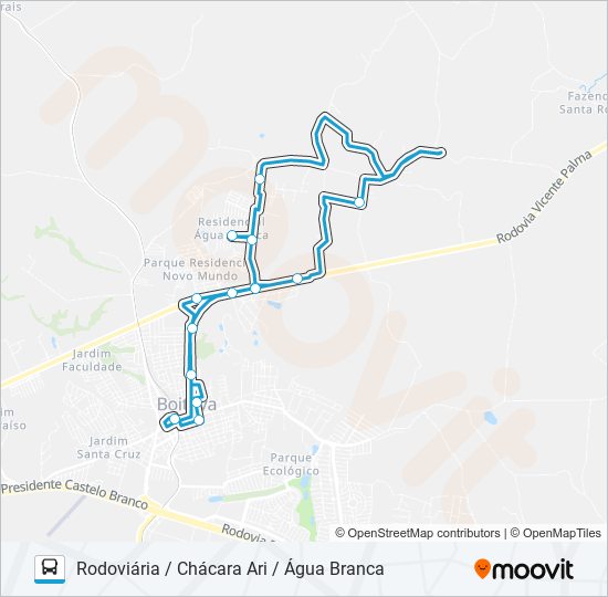 007 CHÁCARA ARI / ÁGUA BRANCA bus Line Map