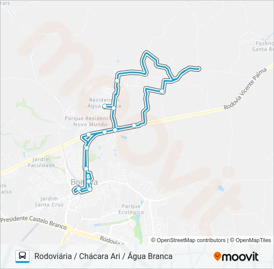 007 CHÁCARA ARI / ÁGUA BRANCA Bus Line Map