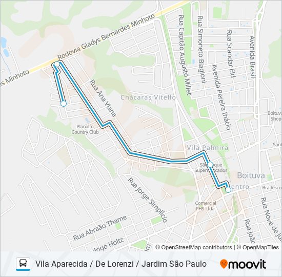 002 VILA APARECIDA / DE LORENZI / JARDIM SÃO PAULO bus Line Map