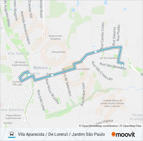 002 VILA APARECIDA / DE LORENZI / JARDIM SÃO PAULO bus Line Map