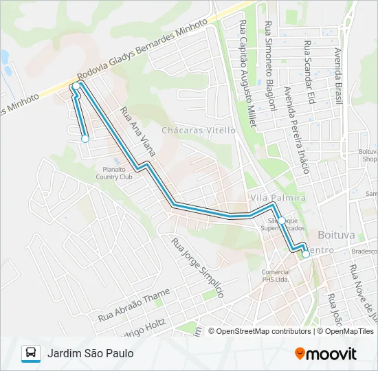 002 VILA APARECIDA / DE LORENZI / JARDIM SÃO PAULO Bus Line Map