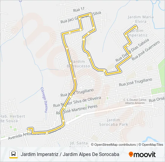 582 JARDIM IMPERATRIZ / ALPES Bus Line Map