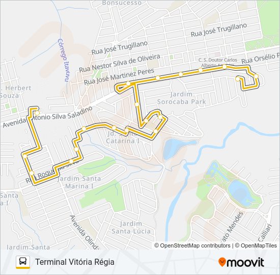 Mapa da linha 581 SOROCABA PARK / SANTA MARINA de ônibus