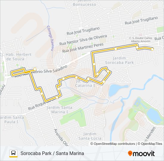 Mapa da linha 581 SOROCABA PARK / SANTA MARINA de ônibus