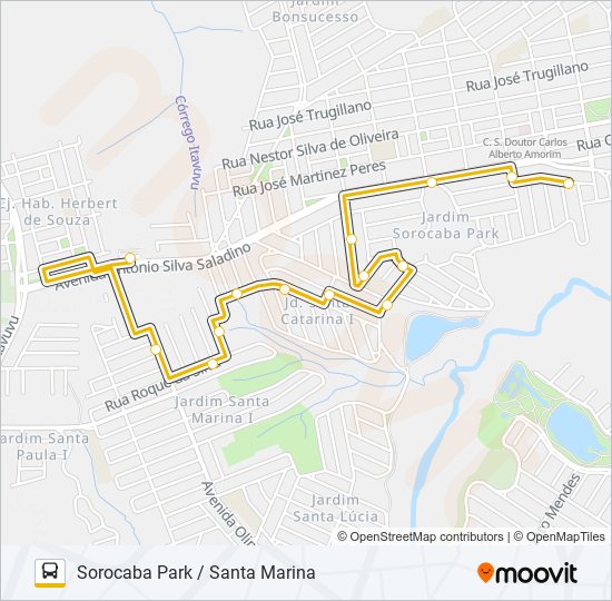 Mapa da linha 581 SOROCABA PARK / SANTA MARINA de ônibus