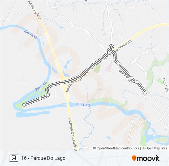 Mapa de 016 PARQUE DO LAGO de autobús