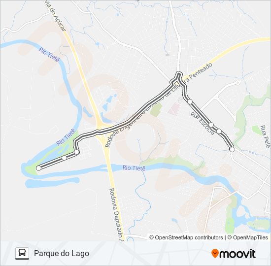 Mapa da linha 016 PARQUE DO LAGO de ônibus