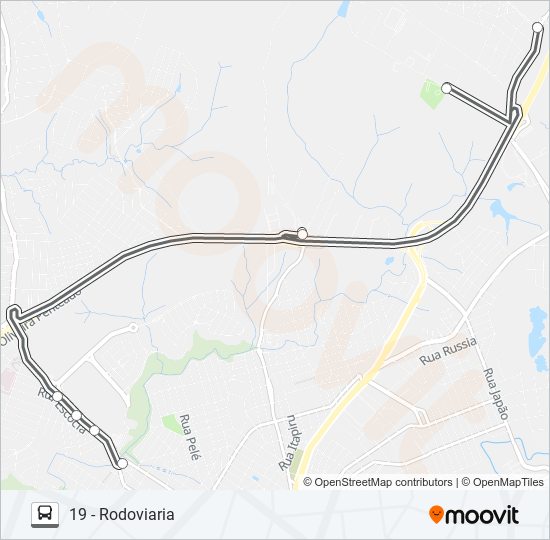 Mapa da linha 019 LAJEADO / OLARIA de ônibus