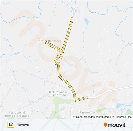 Mapa da linha 25 ITAVUVU de ônibus