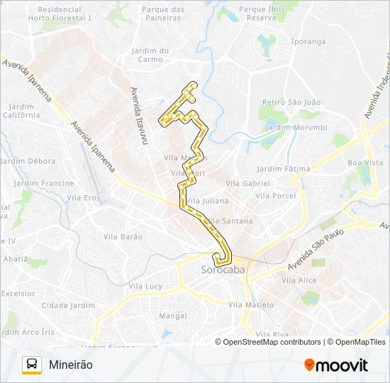 28 MINEIRÃO Bus Line Map