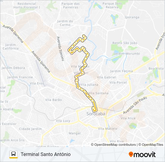 Mapa da linha 28 MINEIRÃO de ônibus
