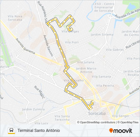 Mapa da linha 50 HUNGARES de ônibus