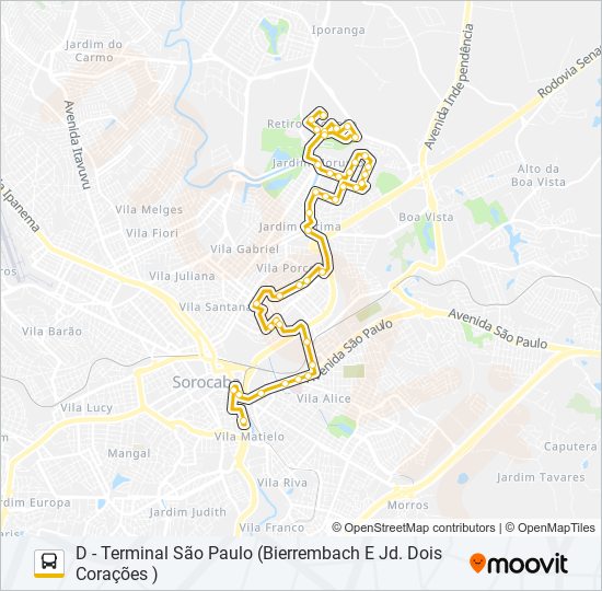 Mapa da linha 56 IGUATEMI de ônibus